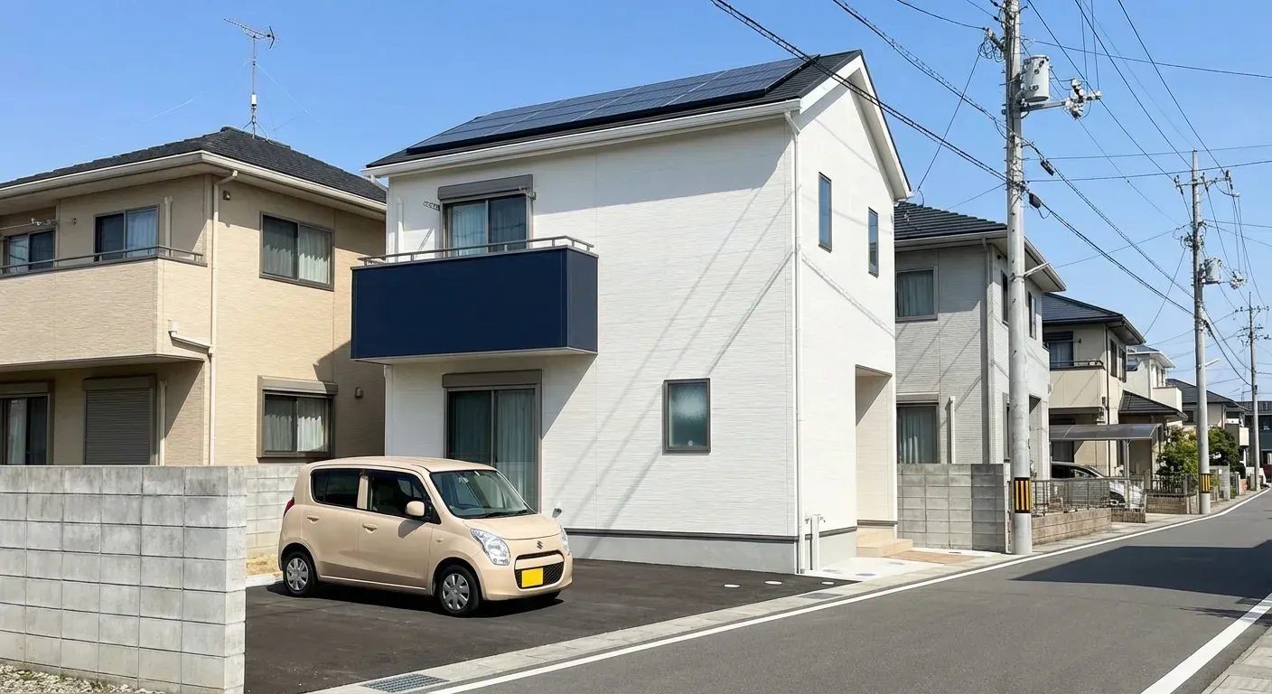 愛知県一宮市の戸建て住宅に太陽光パネルを設置した様子