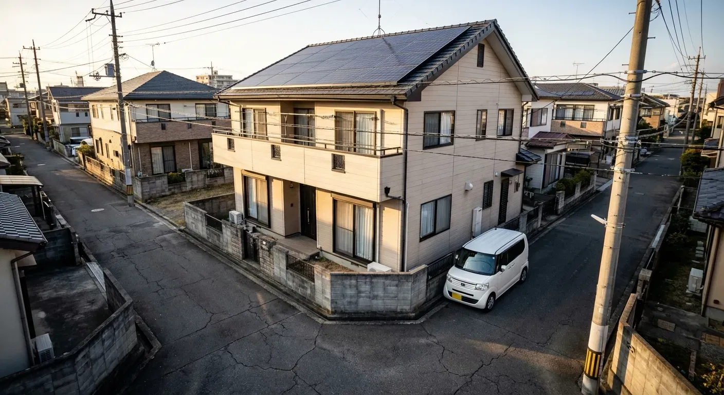 愛知県名古屋市の戸建て住宅に太陽光パネルを設置した様子