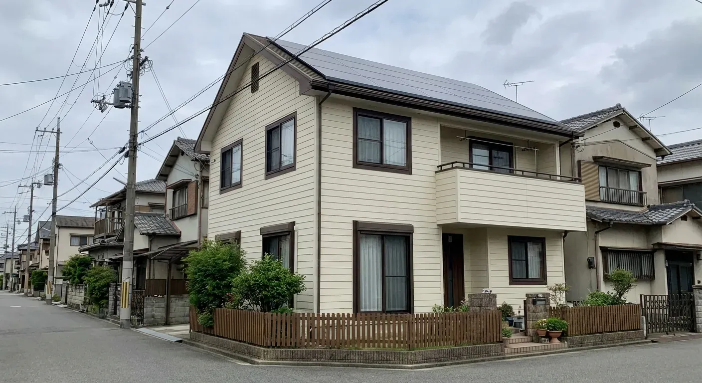 大阪府堺市の戸建て住宅に太陽光パネルを設置した様子