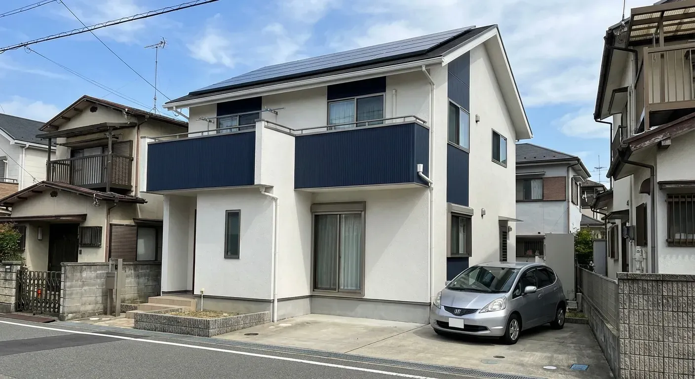 大阪府高槻市の戸建て住宅に太陽光パネルを設置した様子