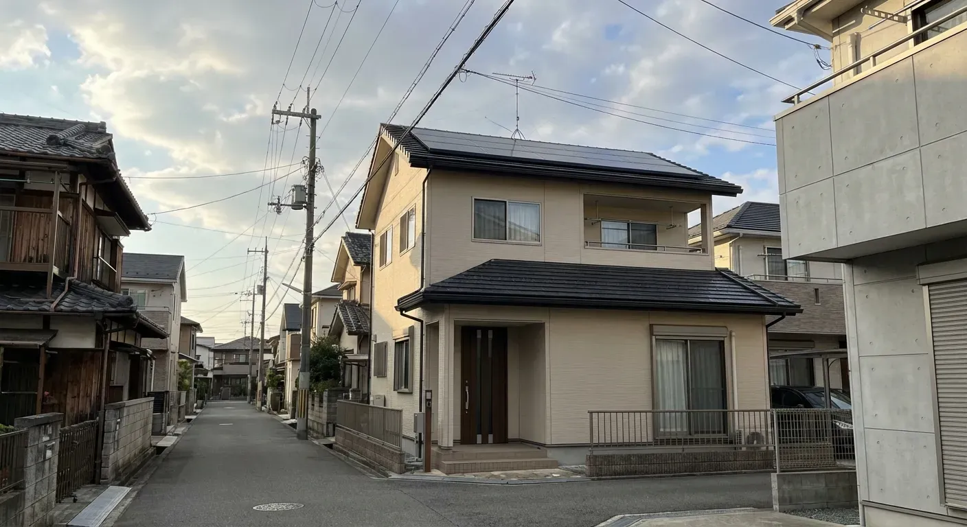 大阪府豊中市の戸建て住宅に太陽光パネルを設置した様子